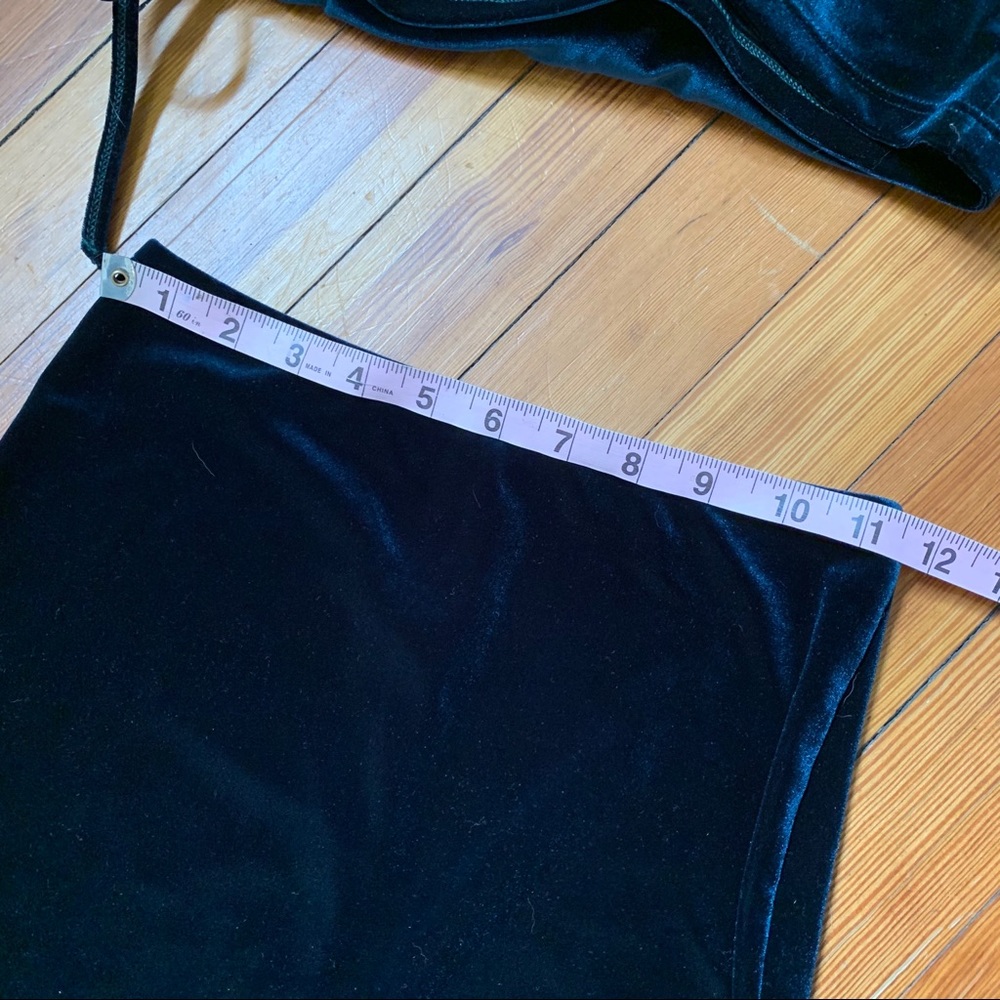 American Aparrel green velvet wrap top & skirt set - Picture 6 of 8